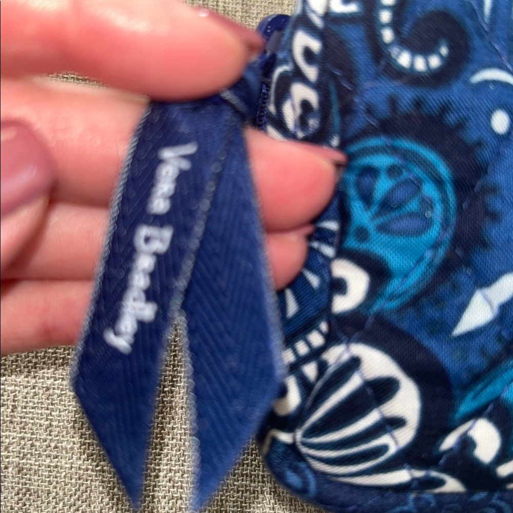 Vera Bradley Navy and Turquoise Paisley Quilted Pouch - Picture 4 of 5